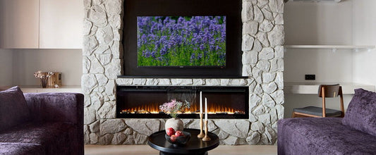 Chimenea eléctrica debajo del televisor