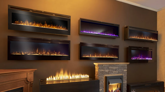 Instalación de una chimenea eléctrica en la pared.