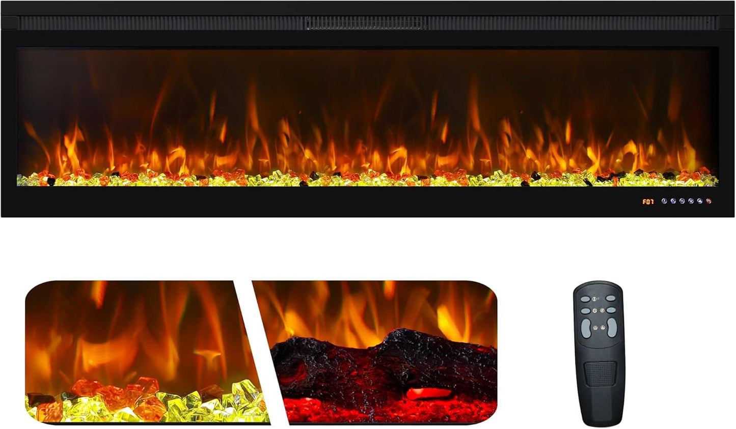Chimenea eléctrica realista Mystflame 3D Perla 72 con leña.