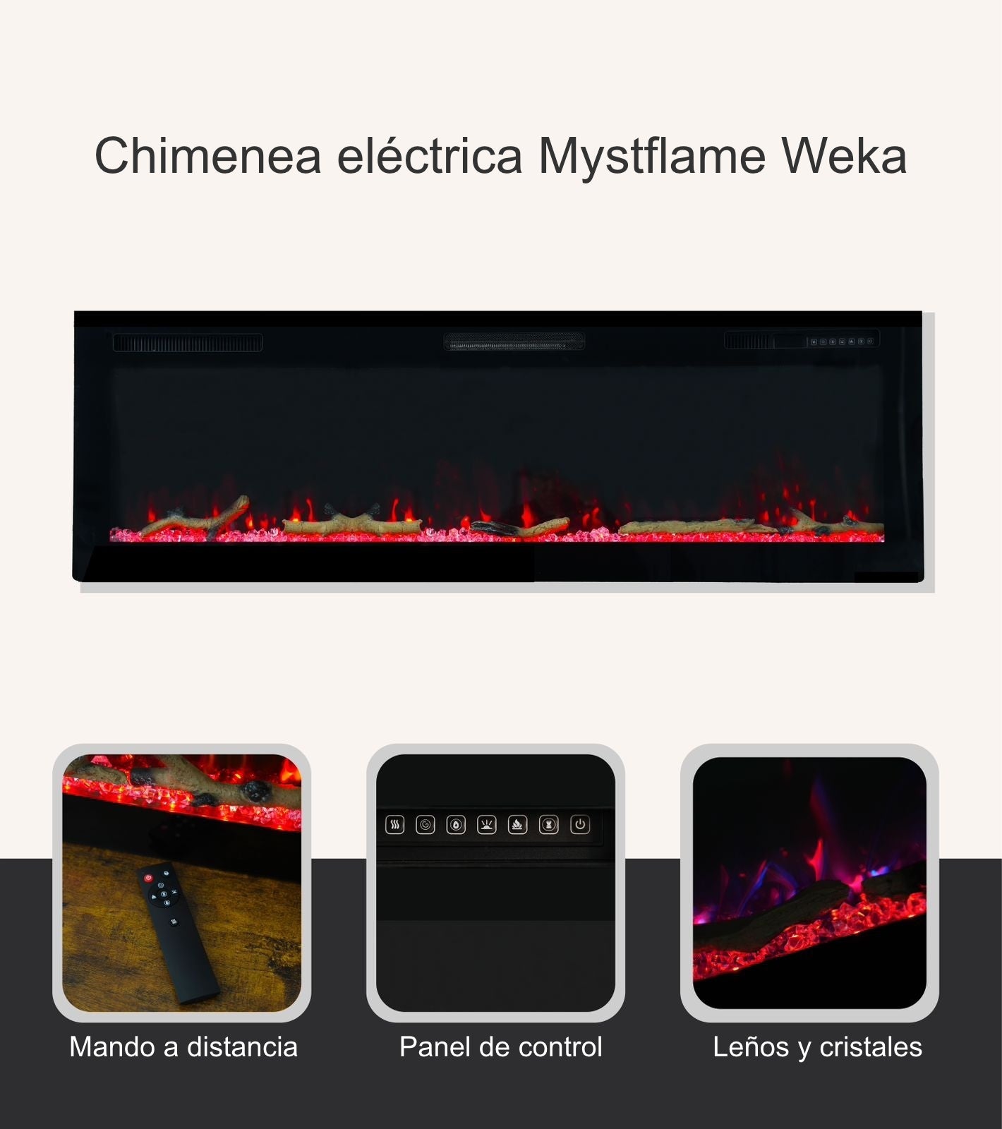 Weka Fireplace E60 Chimenea Eléctrica de Pared (AnxAlxPr) 1524x460x113 mm