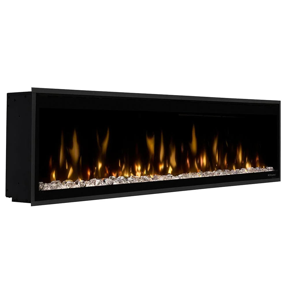 Chimenea eléctrica Dimplex Ignite Evolve 74 con cristales decorativos.