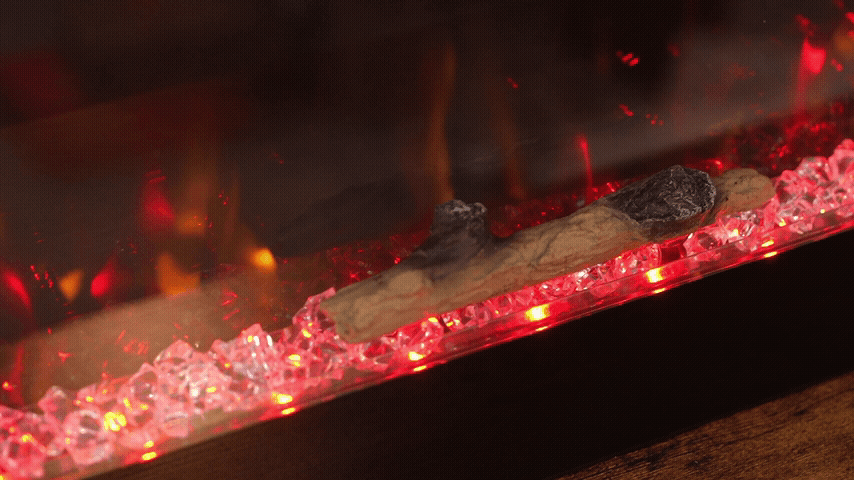 Elementos decorativos de la chimenea eléctrica Mystflame Weka: leños y cristales