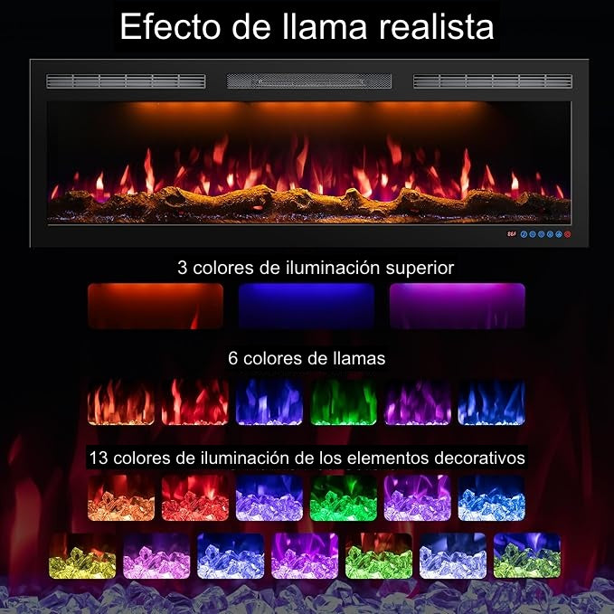 Iluminación multicolor de la chimenea eléctrica Mystflame Crystal 50 PRO Wi-Fi