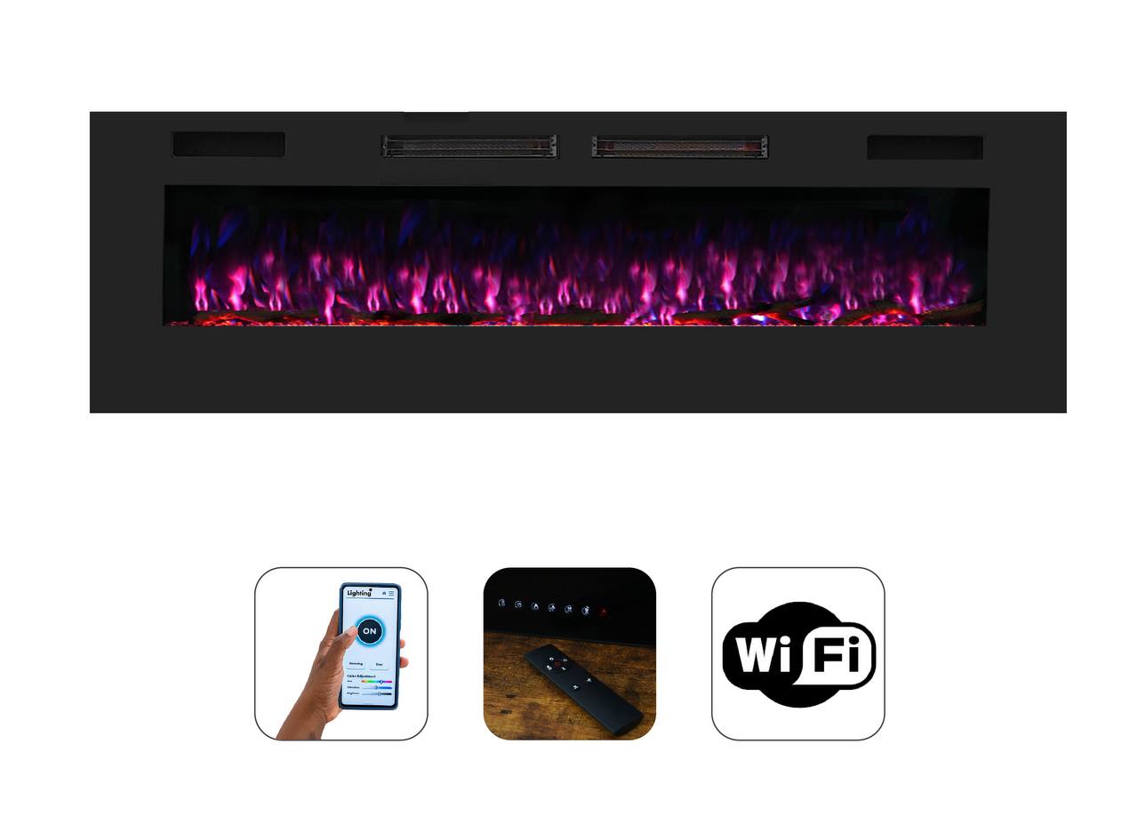 Mystflame Crystal 50 WiFi Chimenea Eléctrica de Pared (AnxAlxPr) 1270x460x81 mm
