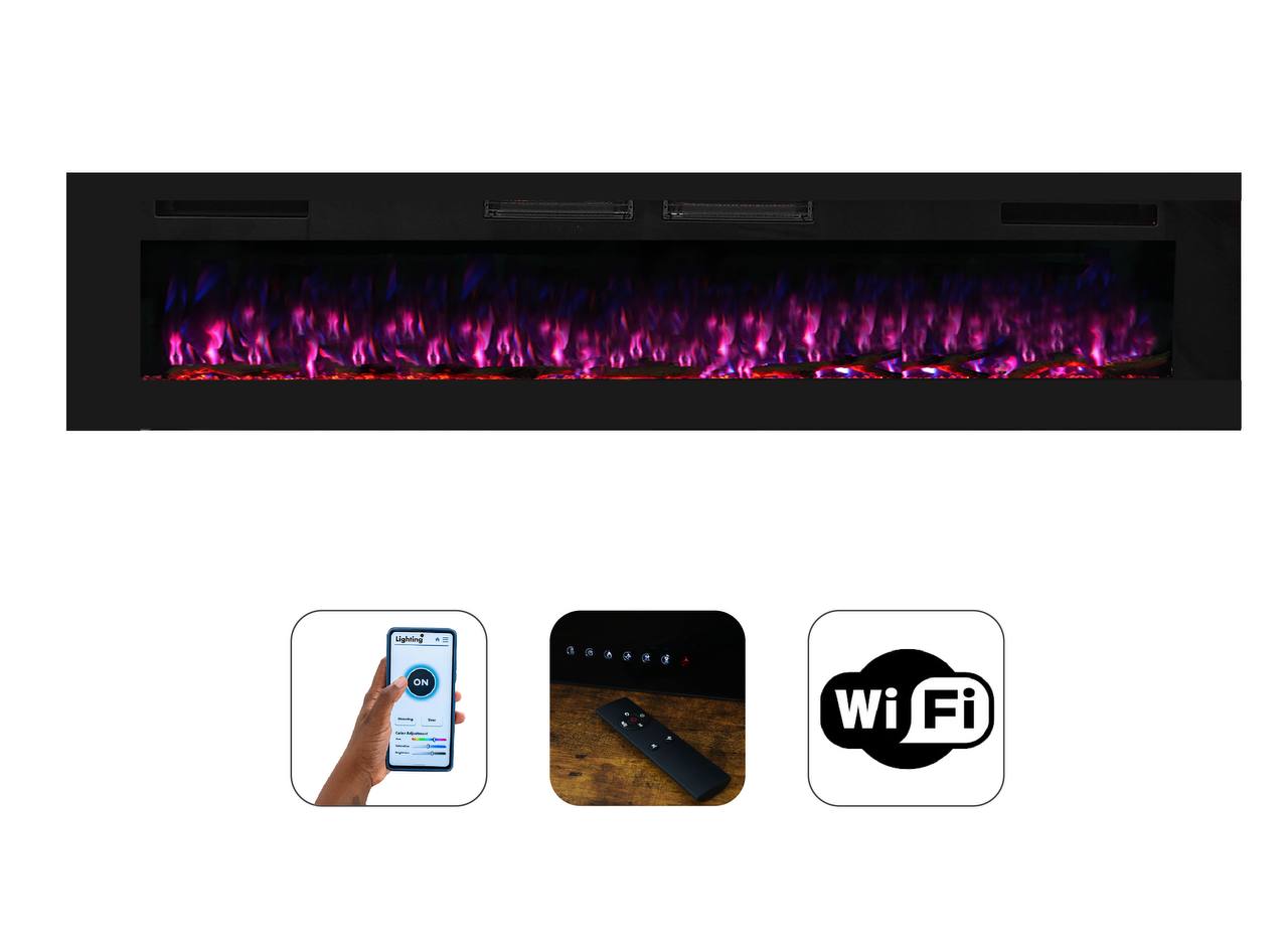 Mystflame Crystal 72 WiFi Camino Elettrico da Parete (LxAxP) 1829x460x81 mm