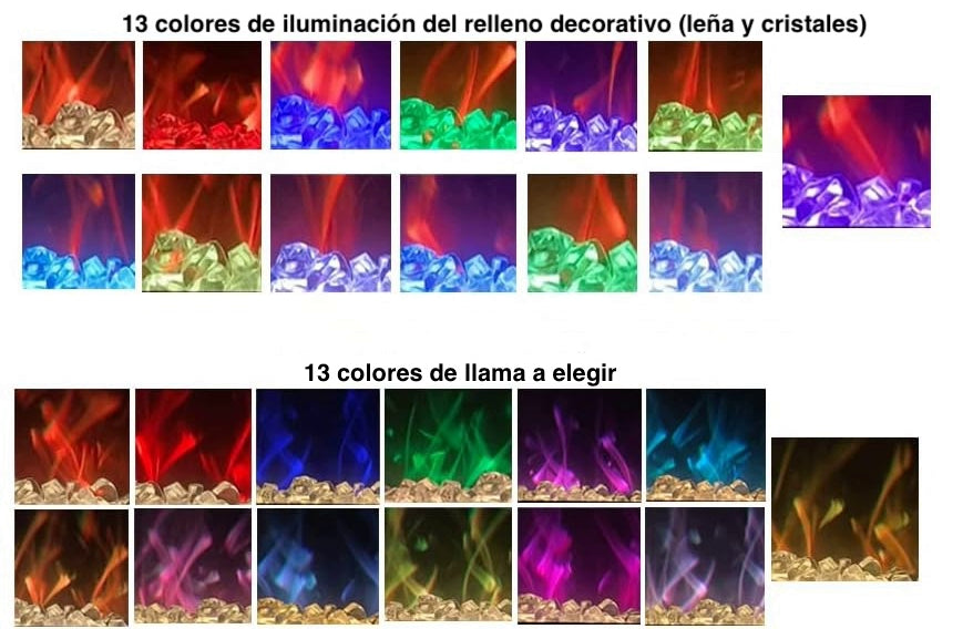 Chimenea eléctrica de pared Mystflame Galaxy con iluminación LED multicolor