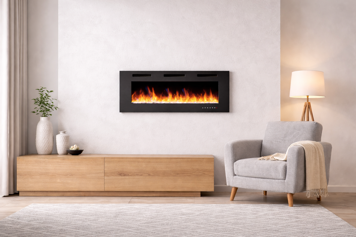 Chimenea eléctrica barata Mystflame Crystal 42 New WiFi EF42BR en el interior