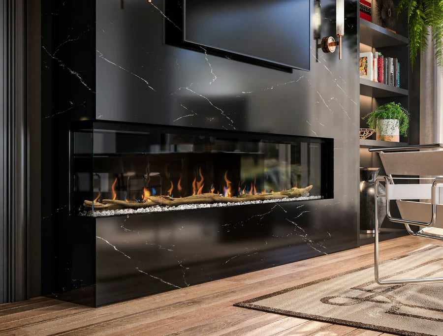 Chimenea eléctrica esquinera Dimplex Ignite Bold 74 con visión de dos lados