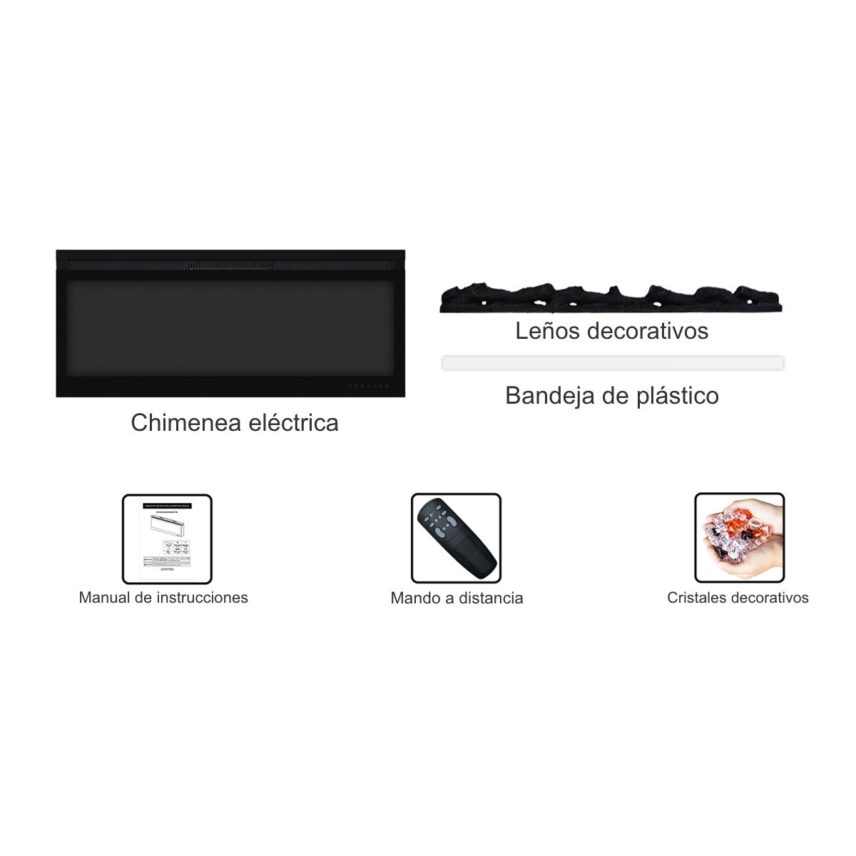 Equipamiento de la chimenea eléctrica Mystflame 3D Perla 72.