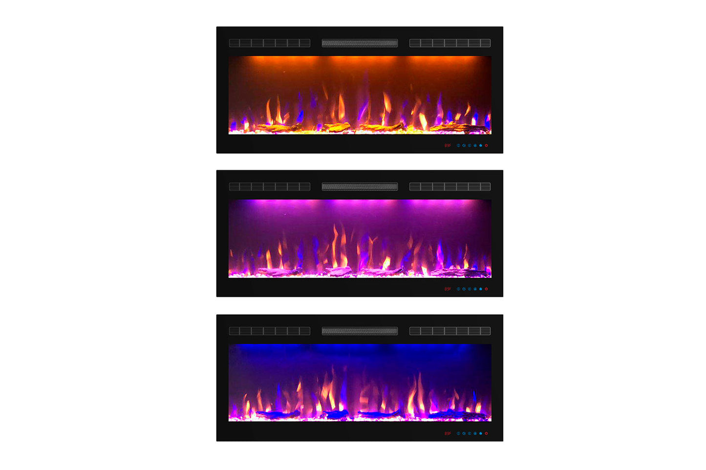 Chimenea eléctrica Mystflame Crystal 36 con llamas multicolores
