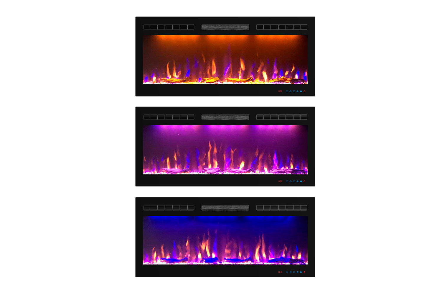 Chimenea eléctrica Mystflame Crystal 36 con llamas multicolores