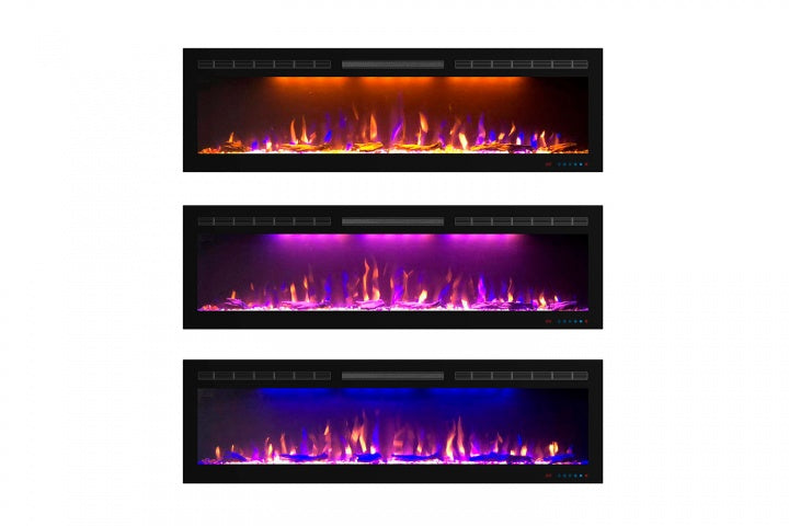 Llama multicolor de la chimenea eléctrica Mystflame Crystal 60 Wi-Fi.