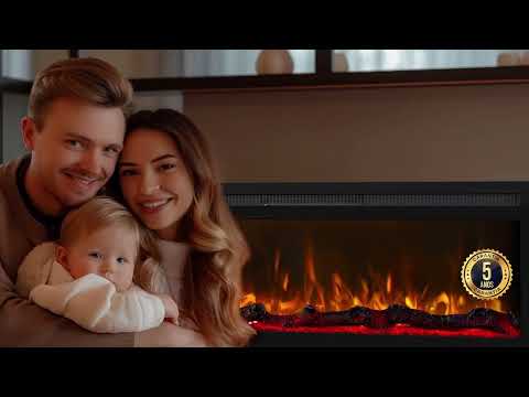Reseña en video de la chimenea eléctrica Mystflame 3D La Perla. Una chimenea eléctrica decorativa con calefacción, leños y llamas multicolores.
