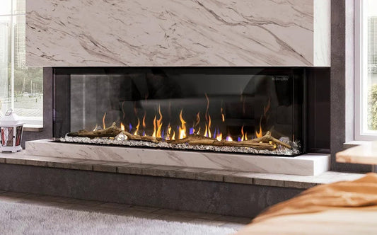 Chimeneas eléctricas de tres caras. Las chimeneas eléctricas de tres caras más realistas.