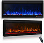 Chimenea eléctrica de pared Mystflame 3D Perla 50. Opción con leña y cristales.