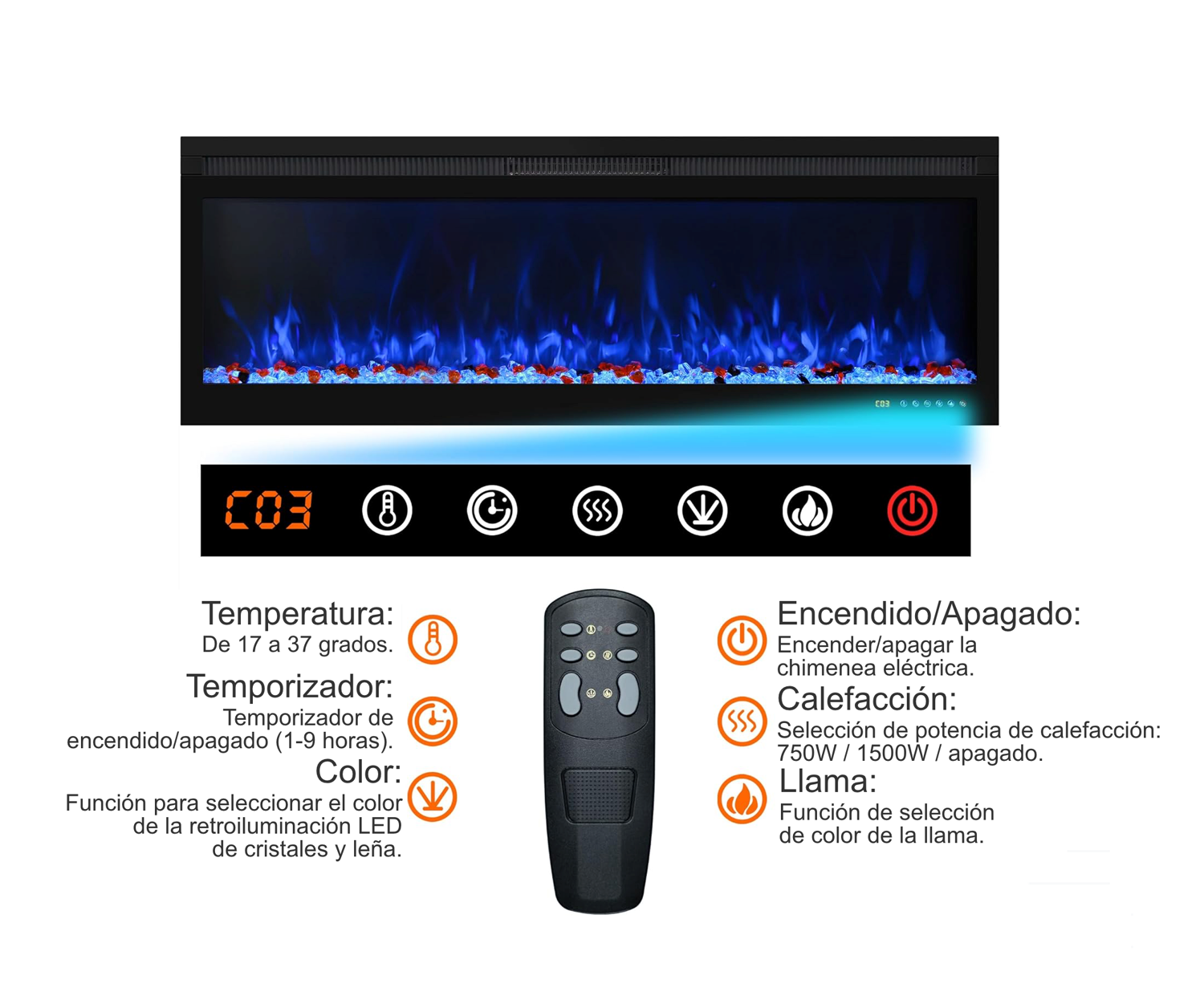 Funcionalidad de la chimenea eléctrica Mystflame 3D Perla 50.