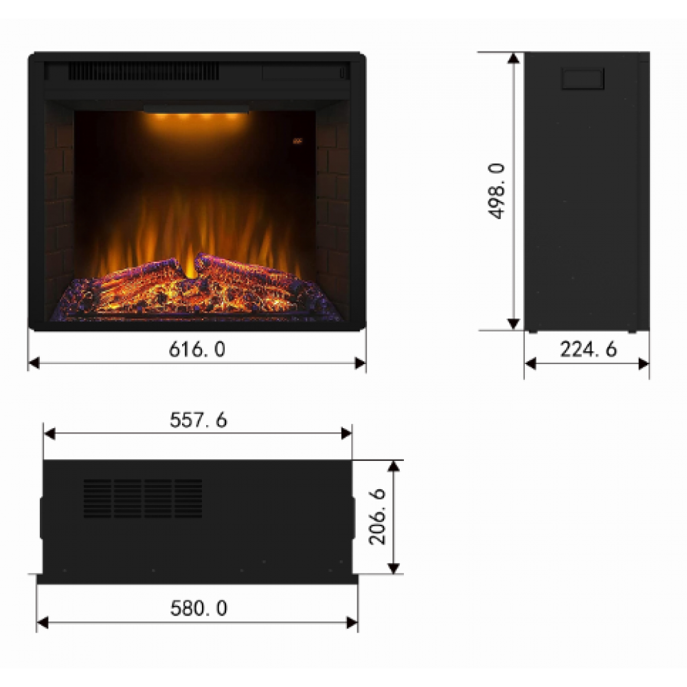 Mystflame GoodFire LED EF23 Chimenea Eléctrica Decorativa (Al×An×Pr) 616×500×225 mm