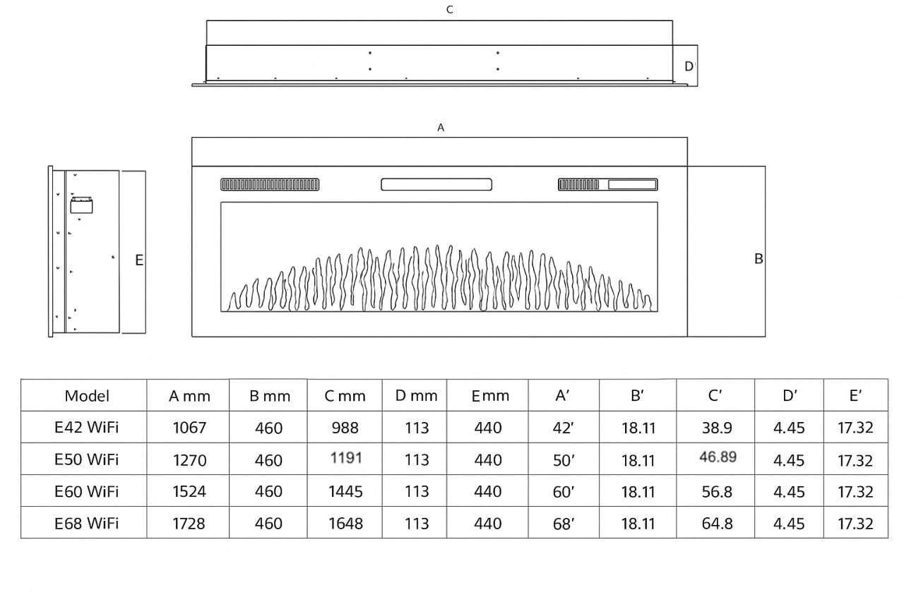 La gama de modelos de chimeneas eléctricas Weka Fireplace WiFi
