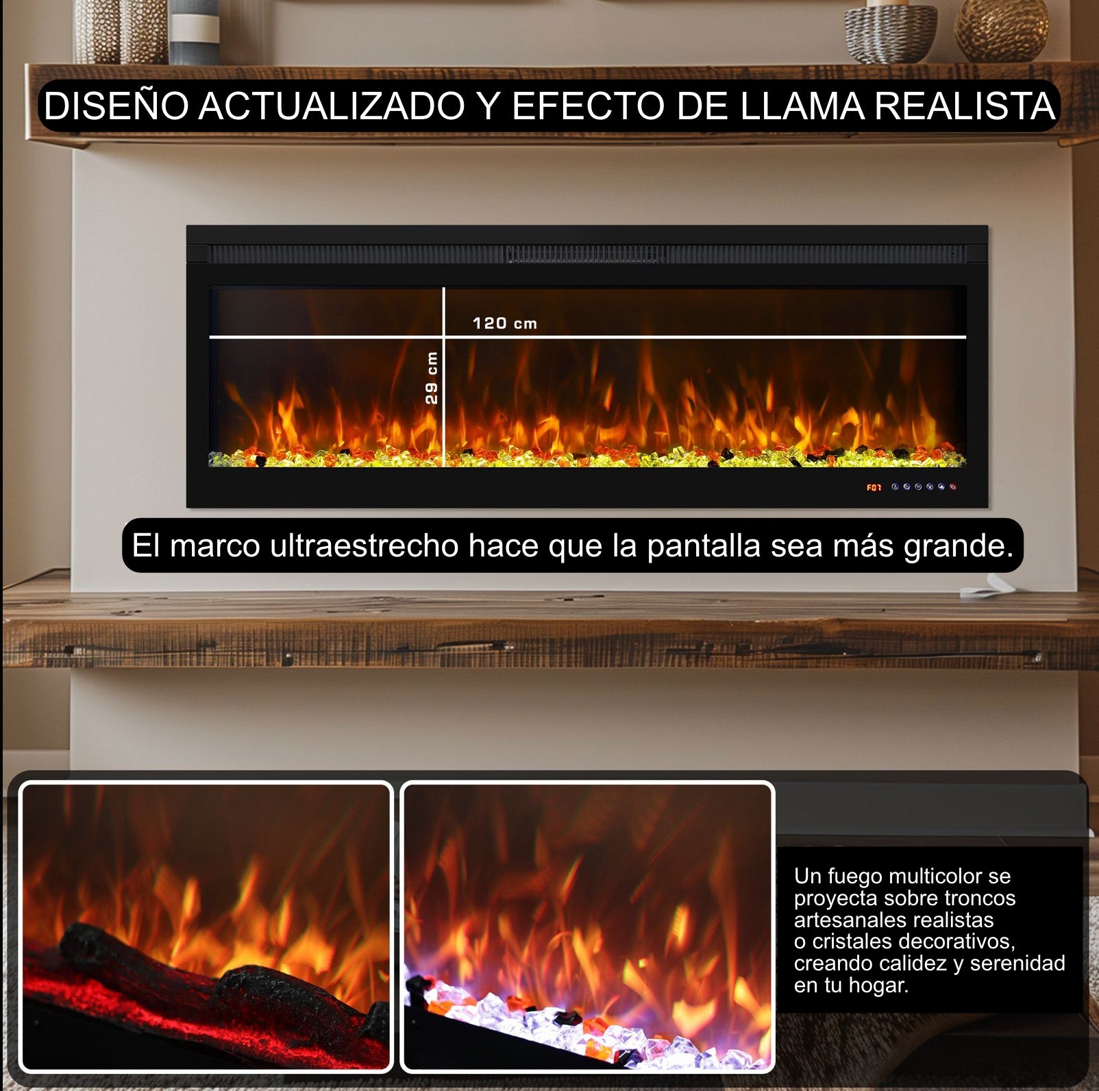 Características de la chimenea eléctrica Mystflame 3D Perla 50.