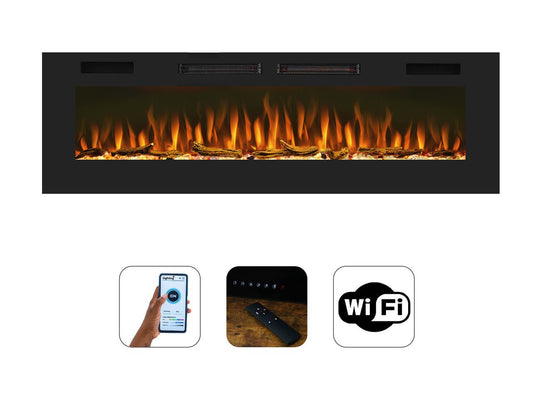 Mystflame Crystal 50 WiFi Chimenea Eléctrica de Pared (AnxAlxPr) 1270x460x81 mm