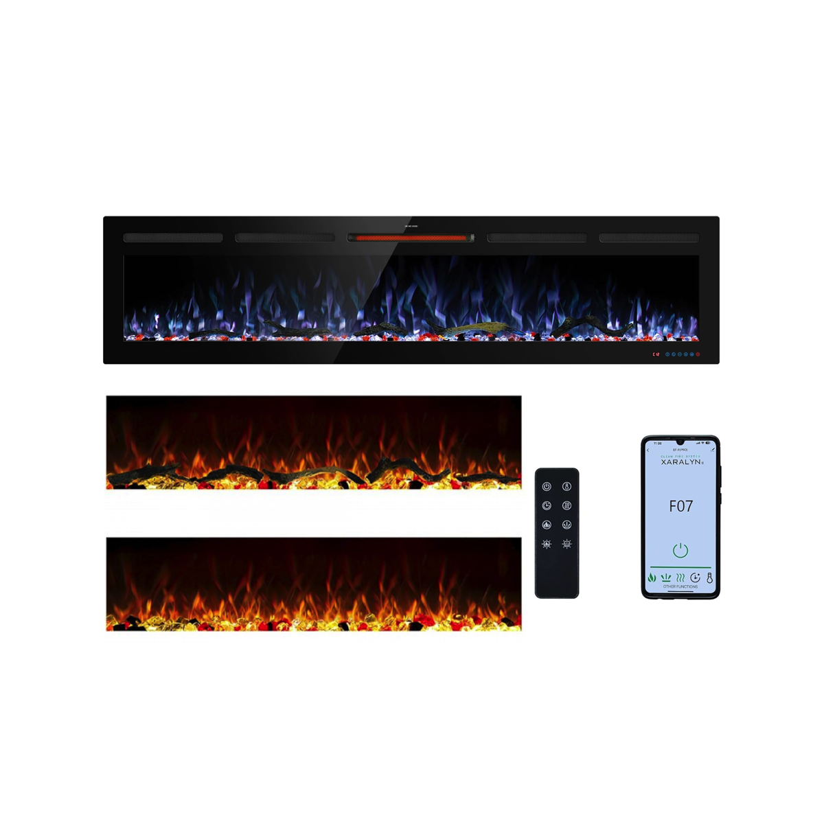 Mystflame Galaxy 72 PRO WiFi Chimenea Eléctrica de Pared (AnxAlxPr) 1829x450x140 mm