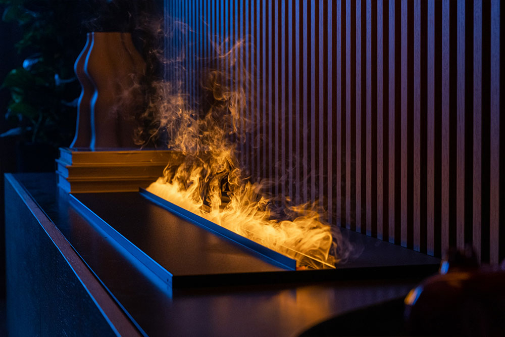 Chimenea eléctrica de vapor con efecto de llama realista 3D