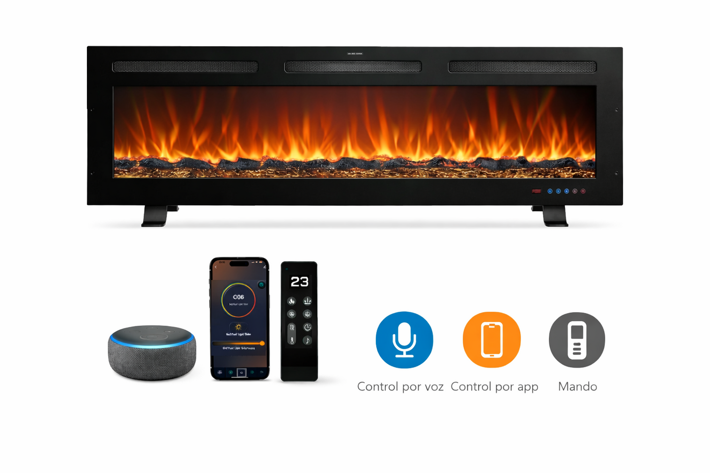 Chimenea eléctrica lineal de hasta 90 cm con patas Mystflame Galaxy Pro 36 NEW WiFi
