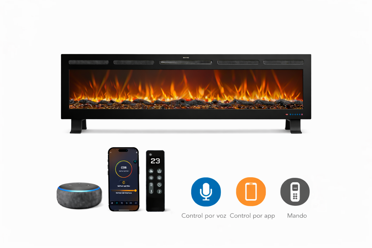 Chimenea eléctrica lineal con patas Mystflame Galaxy Pro 60 NEW WiFi