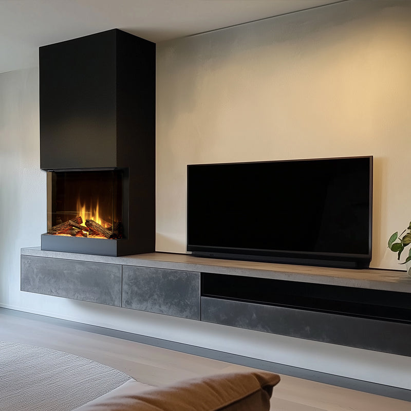 Chimenea eléctrica Dimplex Aspire 30 junto al televisor