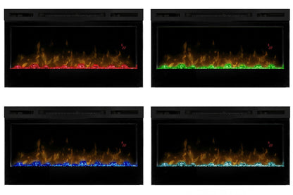 Iluminación multicolor de los cristales decorativos en Chimenea eléctrica Dimplex Optiflame Prism 34