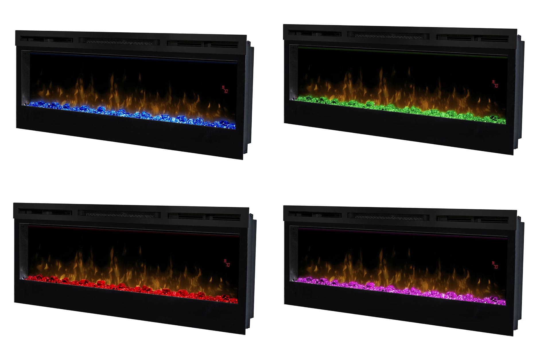 Chimenea eléctrica Dimplex Optiflame Prism 50 con iluminación multicolor de cristales decorativos