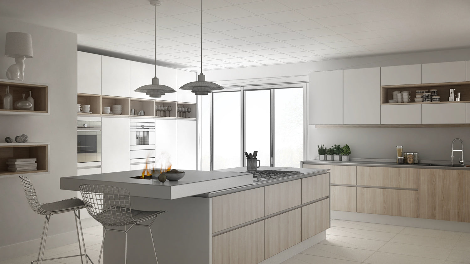 Dimplex Cassette 400 LED chimenea eléctrica empotrable en el interior de la cocina