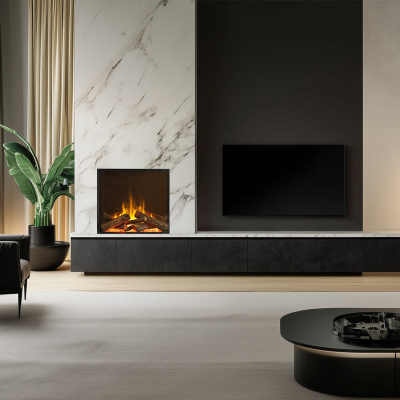 Chimenea eléctrica empotrable Dimplex Aspire 30 con calefacción en un interior