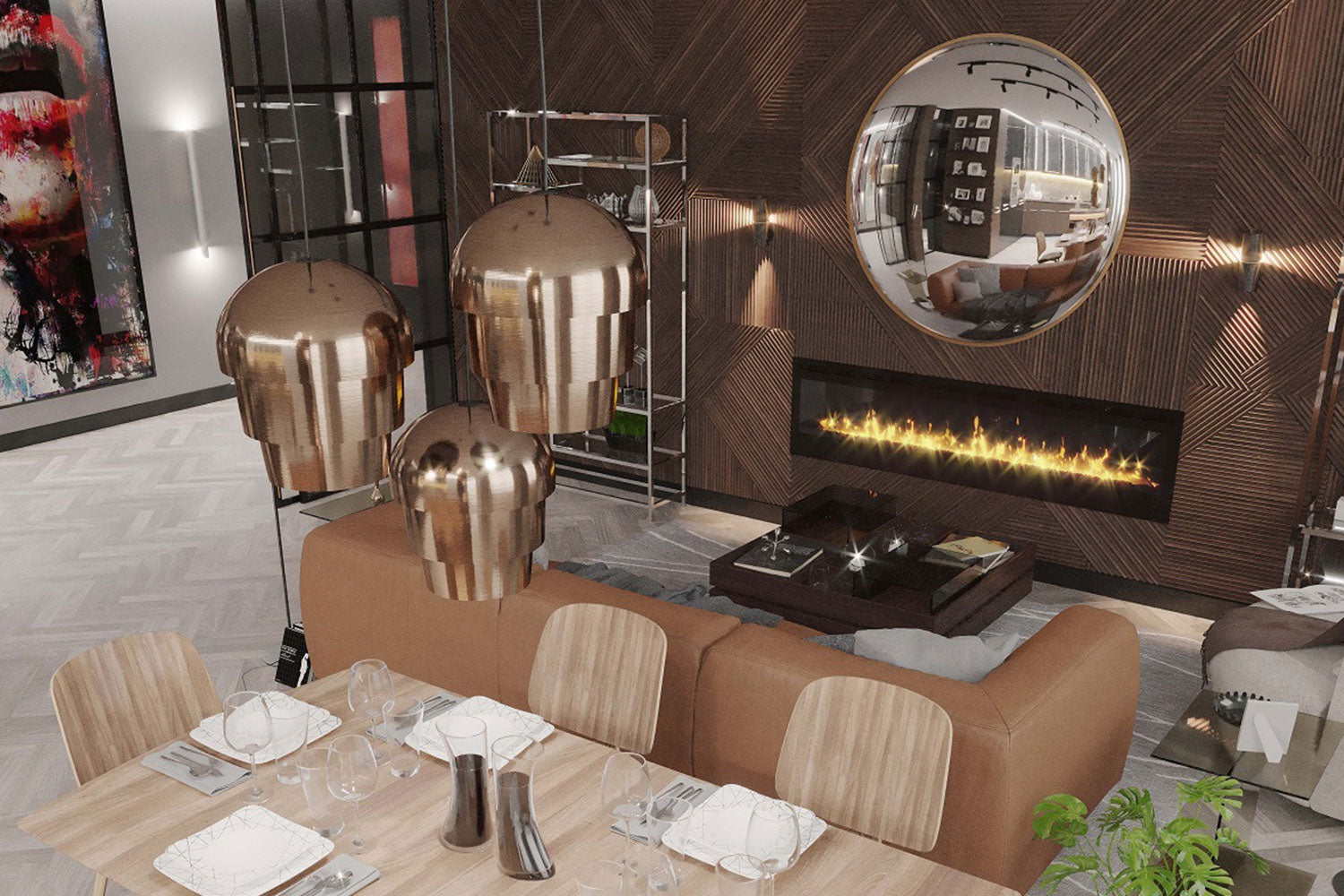 Chimenea eléctrica lineal Dimplex Optiflame Prism 74 BLF7451 en el interior de la sala de estar