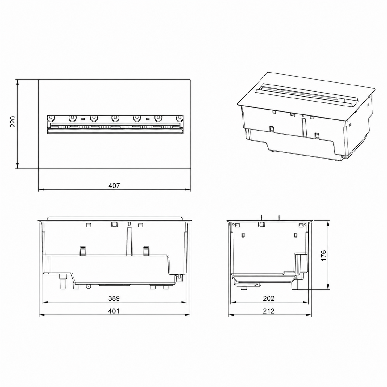 Dimplex Cassette 600 LED LOG Opti-Myst Water Vapor Electric Fireplace (WxHxD) 564x280x217 mm