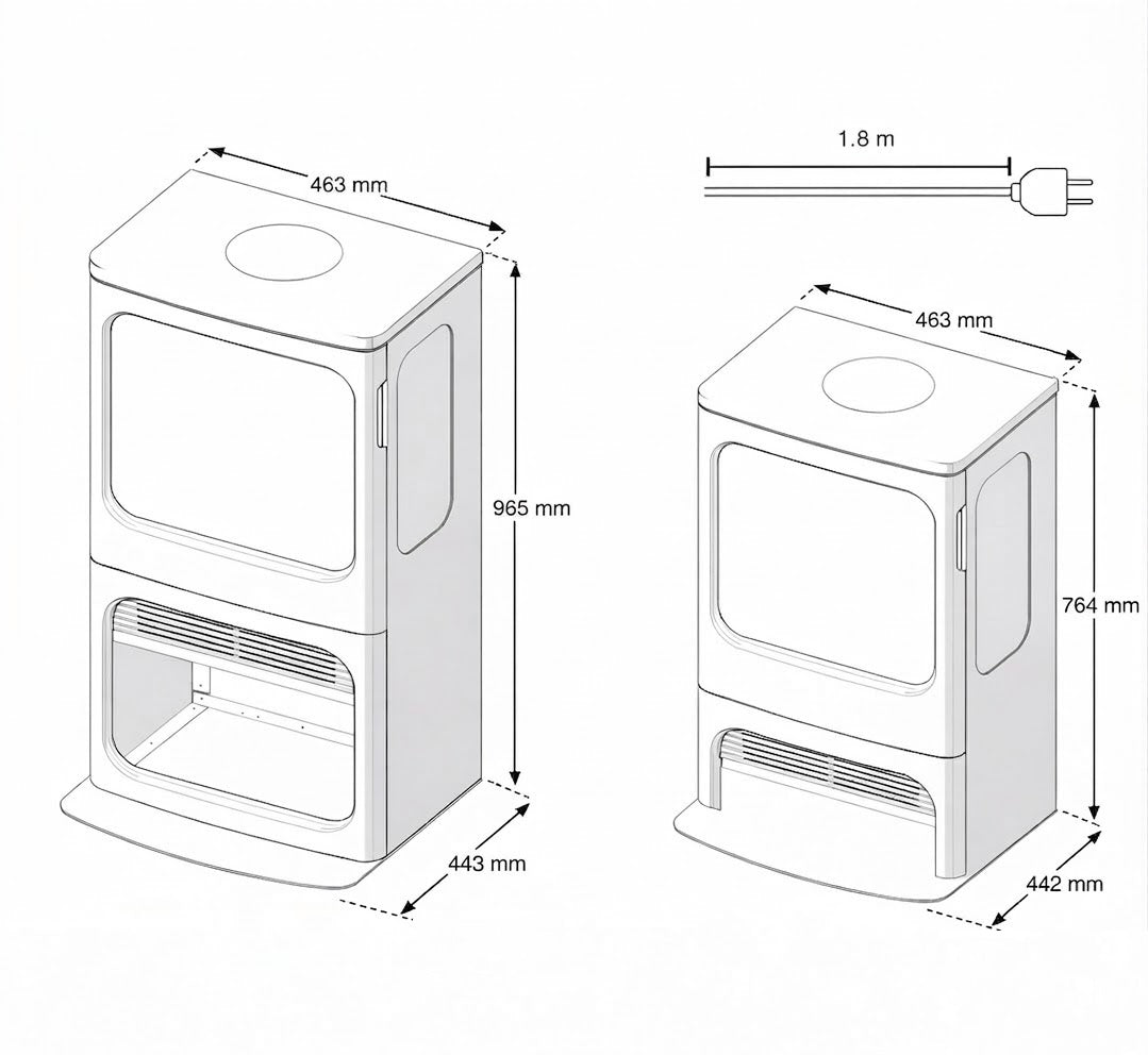 Dimplex Mapleton 80 Opti-Myst Lareira elétrica a vapor de pé com aquecimento (L×A×P) 463×764×442 mm