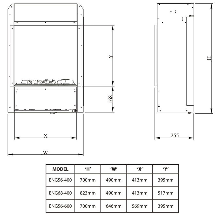 Dimplex Engine 68-400 Pro Range Opti-Myst Lareira elétrica a vapor de água com aquecimento (L×A×P) 490×823×255 mm