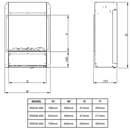 Dimplex Engine 56-600 Pro Range Opti-Myst Lareira elétrica a vapor de água com aquecimento (L×A×P) 646x700x255 mm
