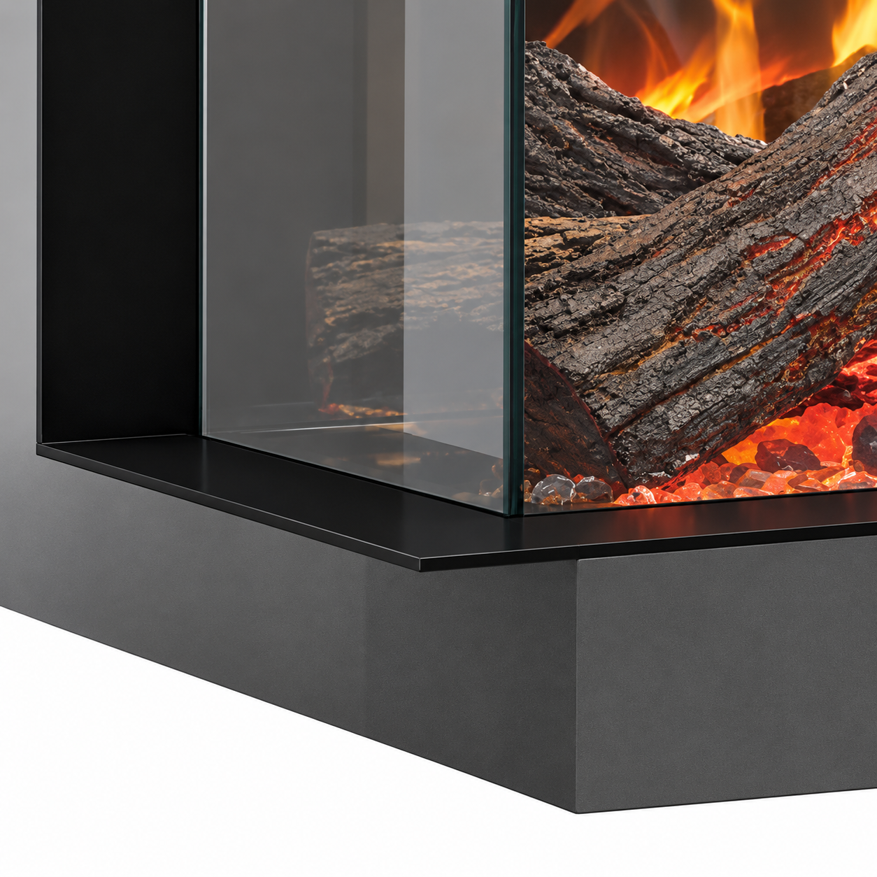 Dimplex Aspire 30 Trim Kit — marco decorativo para instalación con un lateral abierto.