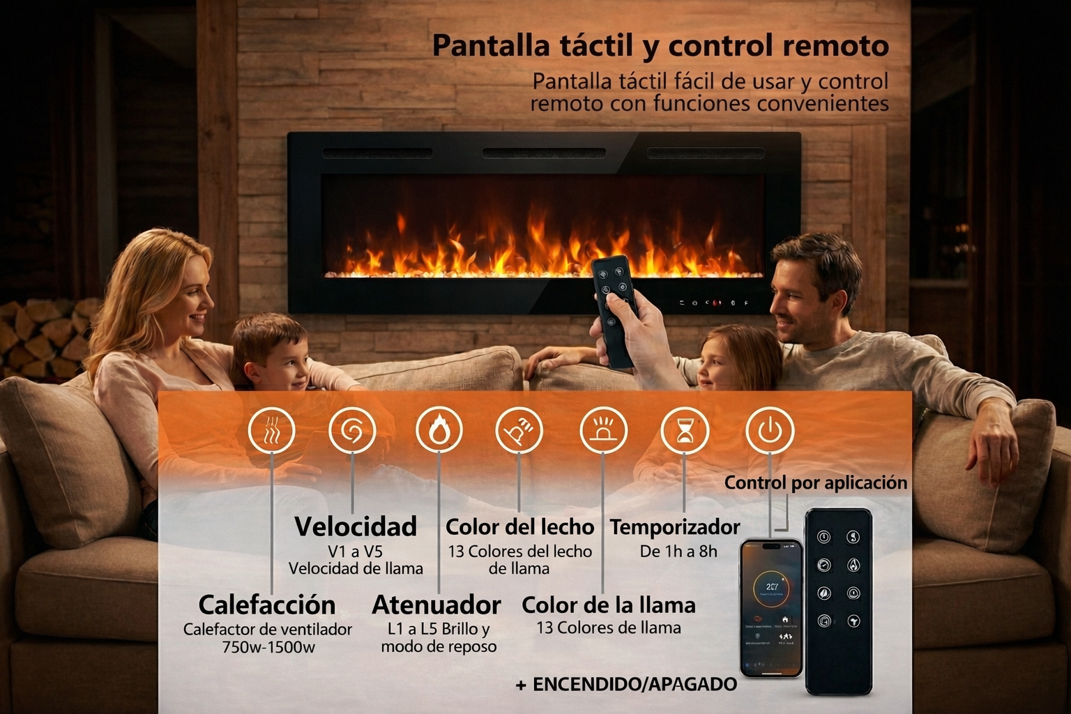 Funciones de la chimenea eléctrica barata Mystflame Crystal 50 New WiFi