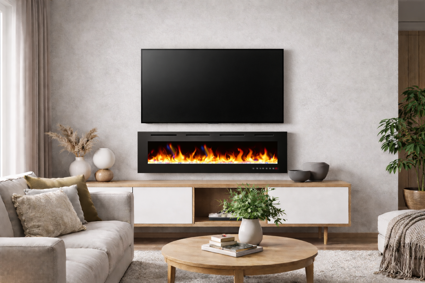 Chimenea eléctrica Mystflame Crystal 50 New WiFi en el interior