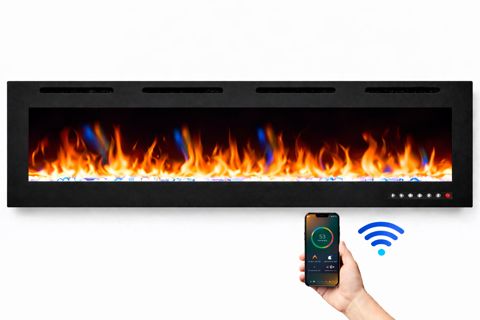 Chimenea eléctrica larga y barata Mystflame Crystal 72 New WiFi