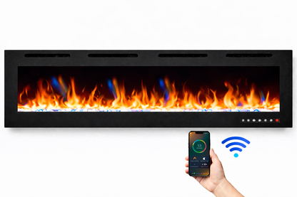 Chimenea eléctrica larga y barata Mystflame Crystal 72 New WiFi