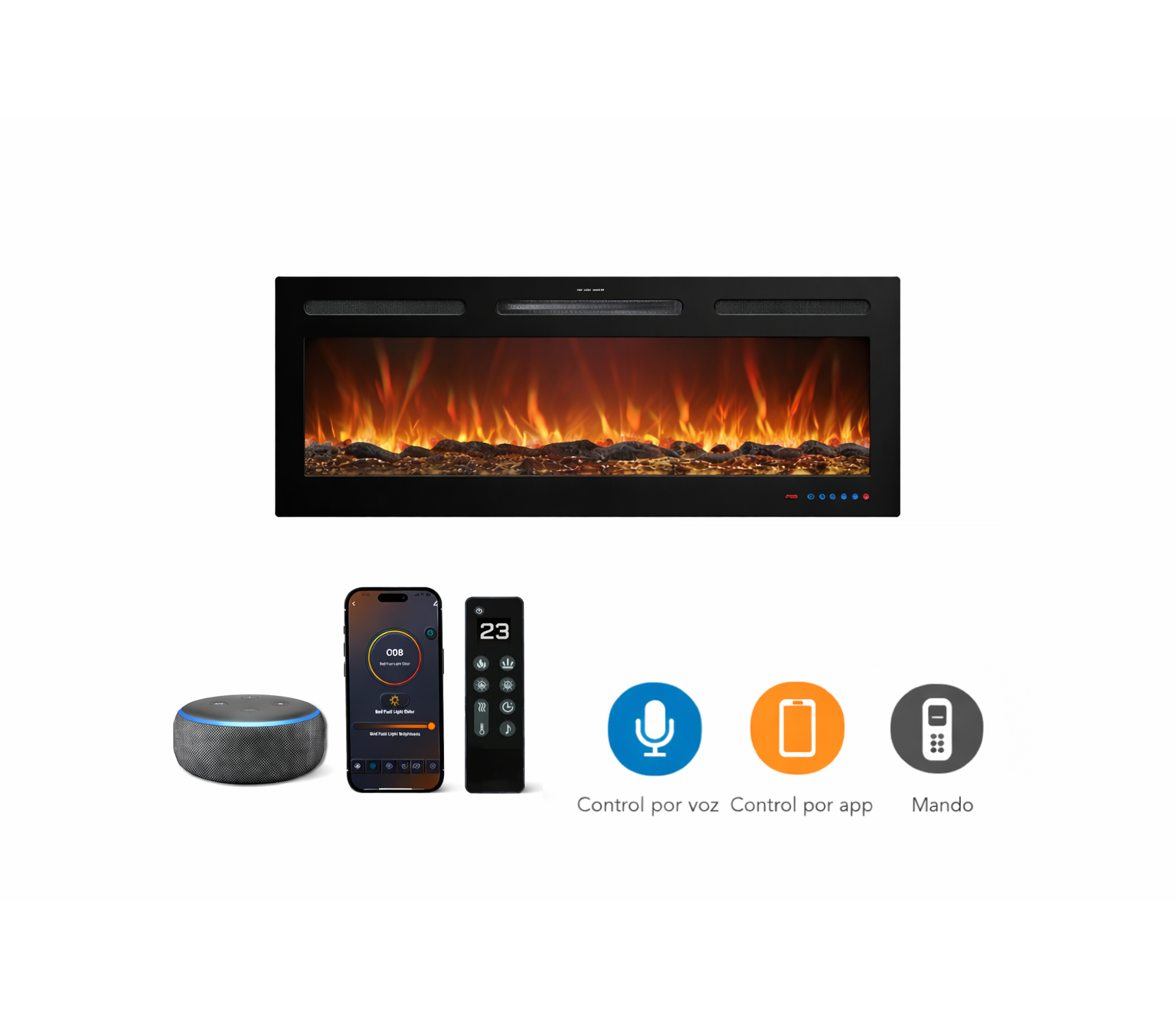 Mystflame Galaxy 36 Pro NEW WiFi Chimenea Eléctrica Con Sonido (AnxAlxPr) 914×450×140 mm