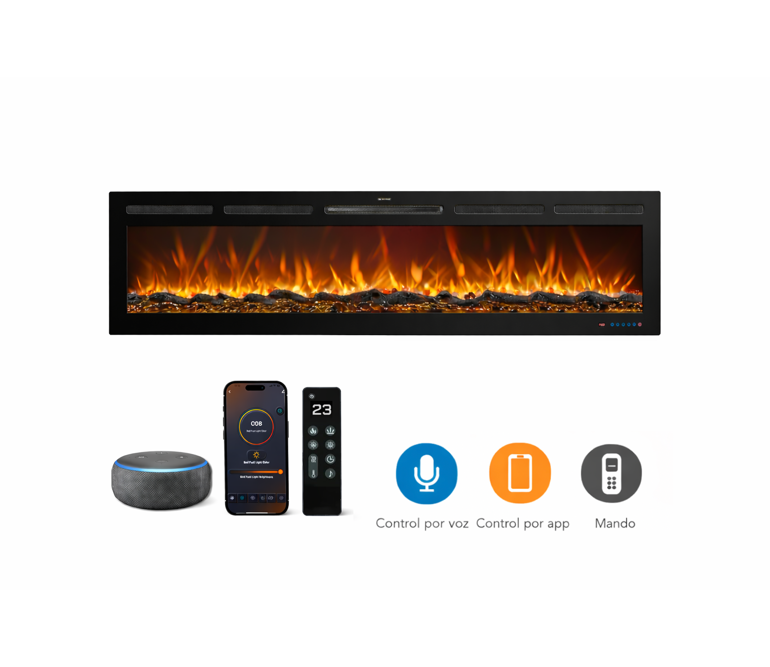 Mystflame Galaxy 60 Pro NEW WiFi Chimenea Eléctrica Con Sonido (AnxAlxPr) 1524×450×140 mm