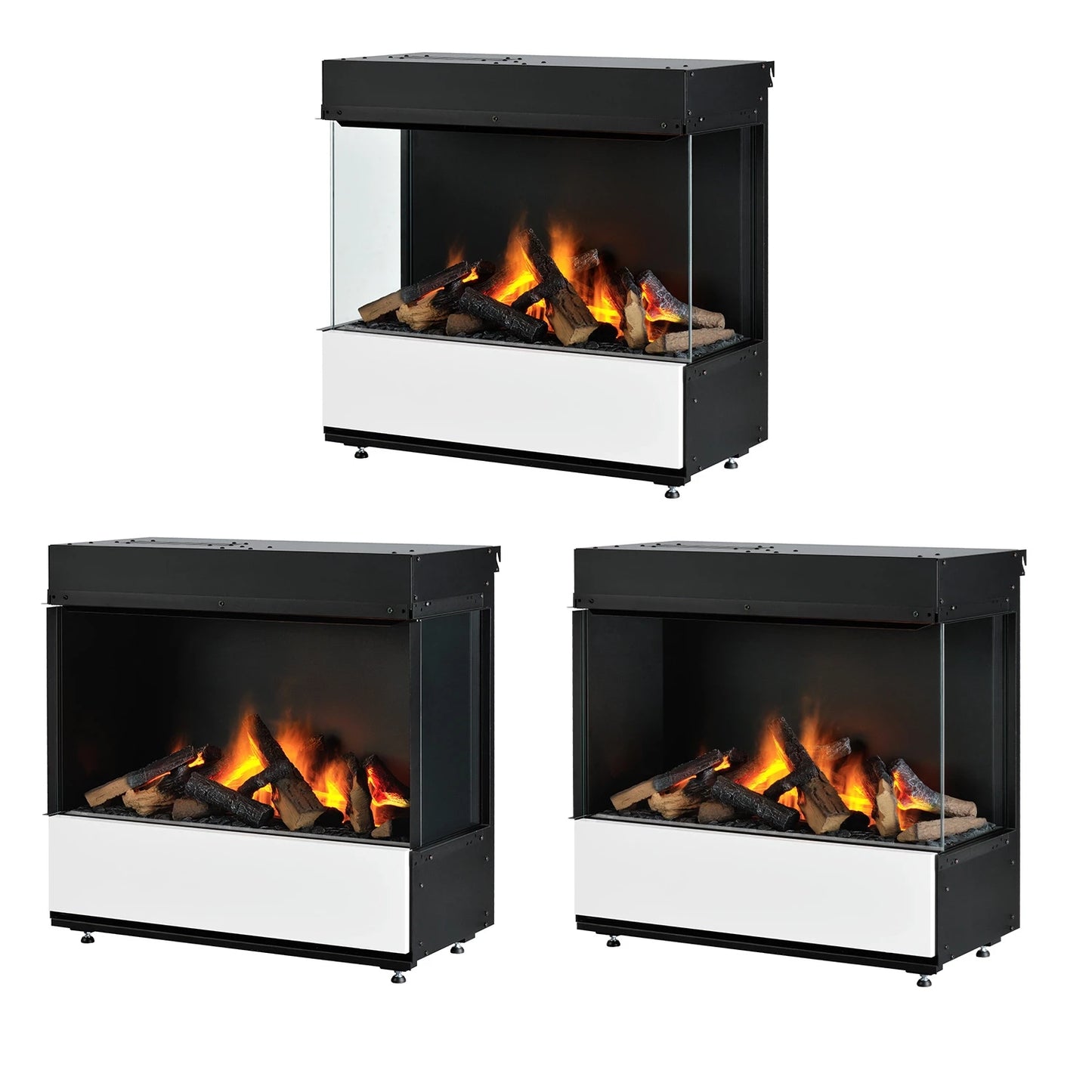 Opciones de instalación de la chimenea eléctrica de vapor de tres caras Dimplex 3 Step Multi Opti-Myst