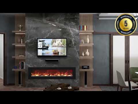 Vídeo reseña de la chimenea eléctrica de pared Mystflame Galaxy con calefacción y sonido. Una chimenea eléctrica realista y económica.